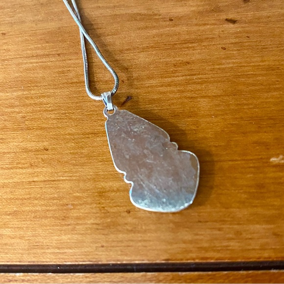 Southwestern Style Sterling Silver and Faux Turquoise Necklace - Picture 4 of 8